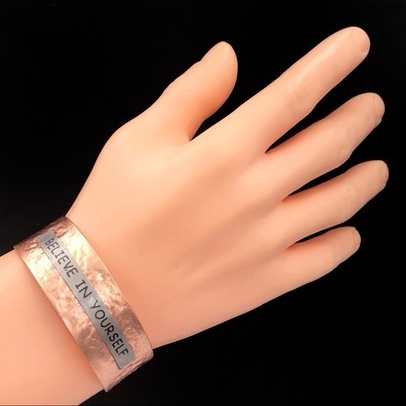 BELIEVE IN YOURSELF Copper Cuff Bracelet - Picture 2 of 2